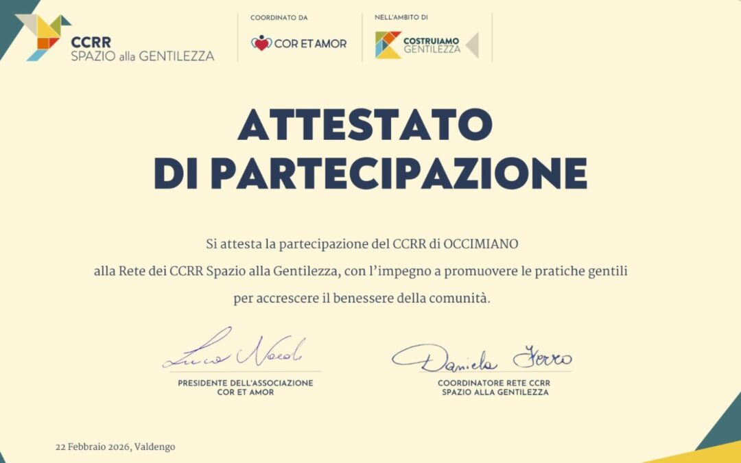 Il CCRR di Occimiano aderisce al progetto “Spazio alla Gentilezza”